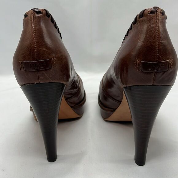 UGG Jameson Brown Leather Platform Heels - Picture 6 of 10
